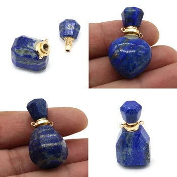 Naturlige og Semi-edle Stein Parfyme Flaske Kontakt Charms Lapis Lazuli Essensielle Oljen Anheng til Smykker å Lage DIY Halskjede