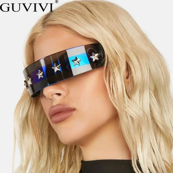 Ett Stykke y2k Rimless Shield Kvinners Luksus Merkevare 2022 Designer Solbriller Stjerne Studded Briller UV400 Gafas De Sol UV400