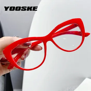 YOOSKE Mote Briller Rammer for Kvinner Sexy Cat Eye Glasses Ramme Rød Svart Klart Optiske Briller