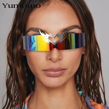 Fremtidig Teknologi Følelse Kule Overdimensjonerte Solbriller Y2K Kvinner Menn Punk solbriller Sport Speil Briller Nyanser UV400 Briller