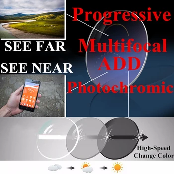 På 1,56 1.61 1.67 Photochromic Progressiv Multifokal Lesing Briller-Linser for å Se Langt og i Nærheten av Fargede Linser Resept Linse