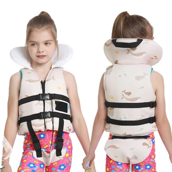 Barnas tegneserie redningsvest bærbar oppdrift svømming vest halsen beskyttelse design svømmebasseng nybegynner flytende vest