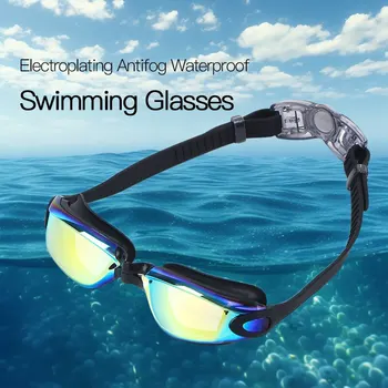 Svømming Briller Voksen Symjebriller Galvanisering Antifog Vanntett Svømming Briller Unisex Silikon Briller