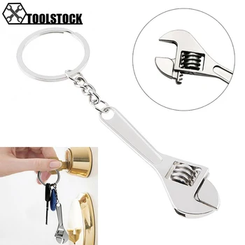 Tast Skiftenøkler Sølv Sink Legering Bærbar Mini Skiftenøkkel Nøkkelring med Kjede Dekorasjon for å Fjerne Små Deler