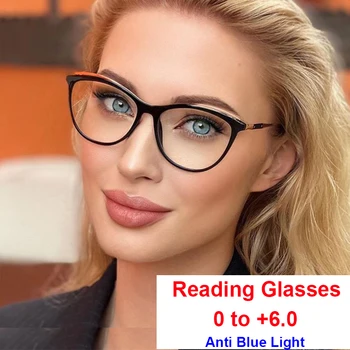 Kvinner Cat Eye lesebriller 2022 TR90 Briller Ramme Presbyopi Briller Leesbril Dames +1.5 +2.0 +2.25 +3.5 Anti Blått Lys