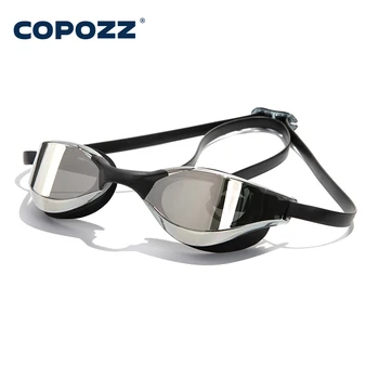 COPOZZ Profesjonell Vanntett Plating Klart Dobbel Anti-tåke Svømme Briller Anti-UV Menn Kvinner Briller symjebriller med Saken