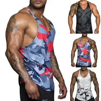 Mens Stringer Bodybuilding Tank Topp Treningsstudio Singlet Muskel T-Skjorte T-Skjorte Sports Vest