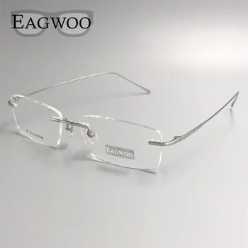 Ren Titan Briller Rimless Optisk Ramme Resept Opptog Rammeløse Briller For Bredt Ansikt Med Lang Tempel 145mm
