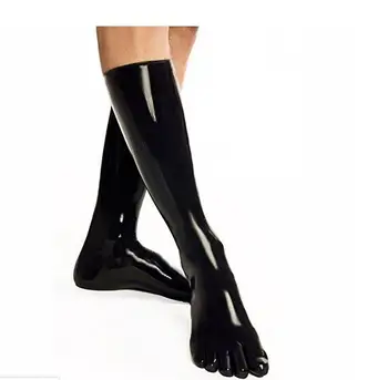 Unisex Nye varm latex fetish sokker sømløs 3D-toe sokker lang tå sokker nye ankomst