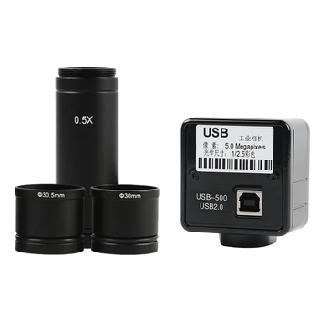 5MP USB Elektronisk Digital Video Mikroskop Kameraet 0,5 X Okularet C-Mount 23.2 mm Adapter 30/30.5 mm Ring For bildeoppløsning