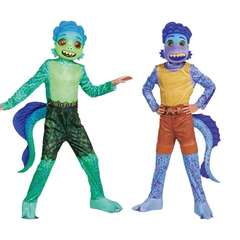 Halloween Kostyme For Barn Luca Alberto Sea Monster Cosplay rollespill i Kostymer Barnas Dag å Kle Opp Med Jumpsuit Maske