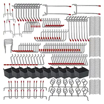 228 Stk Pegboard Kroker Utvalg med Metall Kroker Sett Pegboard Utskuffer Peg Låser for å Organisere Storage System Verktøy