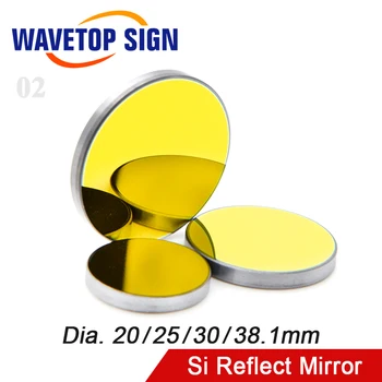 WaveTopSign Si Reflekterende Speil Dia.20 25 30 på 38,1 mm 3Pcs Gull-Belagt Silisium for CO2-Laser Gravering skjæremaskin