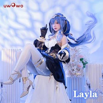 På Lager UWOWO Genshin Innvirkning Cosplay Layla Drakt Sumeru Cryo Kvinnelige Cosplay Layla Antrekk Halloween, Jul Kostymer