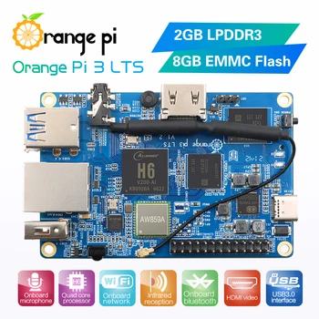 Oransje Pi 3 LTS-Single Board Computer 2GB RAM AllWinner H6 8GB EMMC Utvikling Styret Datamaskinen Kjøre Android9.0 Ubuntu Debian OS