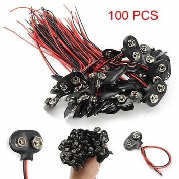 100pcs/mye 9V Batteri Kontakten klikker Wire Kabel-Adapter Holderen Eksperimentelle Fest strømkabelen Kontakter Terminaler, T-Stil 15cm