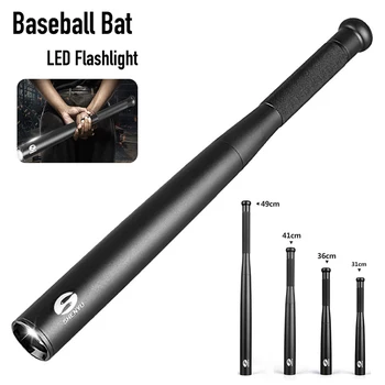 Baseball Bat LED Vanntett Lommelykt Super Lyse Baton Aluminium Legering Kraftig Lommelykt Beredskap Selvforsvar Utendørs Belysning