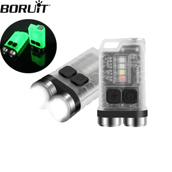 BORUIT V3 Mini EDC Nøkkelring Lommelykt Arbeid Lys USB-Oppladbare Bærbare Lommelykt Med Magnet UV Utendørs Camping Lomme Lykt