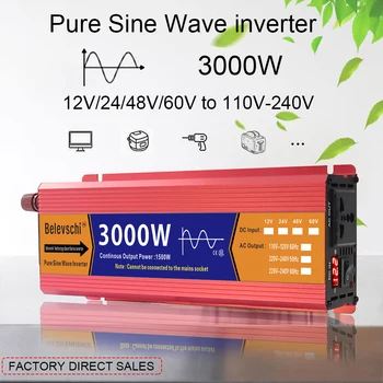 Pure sinusbølge Inverter 12V/24V AC 110 V 220 V-1000W/1600W/2200W/3000W spenningstransformator Power Converter Solar LED Inverter