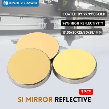 3PCS Co2-Objektiv reflekterende Si Speil Linse for Akryl Laser Cutting Gull-Belagt Silicon Reflektor i polykarbonat Objektiver Dia.19 20 25 30 på 38,1 mm