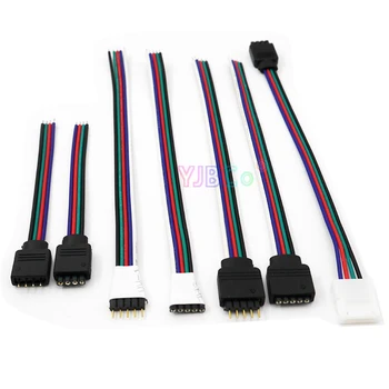 10pcs/mye 4pin 5Pin Mann Kvinne Plugg Kabel-Kontakt Wire for SMD 5050 3528 RGB RGBW led Strip belysning tilkoblinger