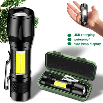 Zoom Fokus Mini Led Lommelykt Bygget I Batteriet XP-G 5 Torch Lampe Lantern Arbeid Lys oppladbare Mini Lommelykt Lys Camping