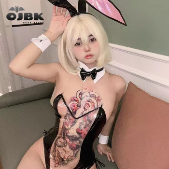 Paloli Japansk Sexy Bunny Jente Cosplay Kostyme Se gjennom Design på Forsiden Kanin Øret Senpai Hot UniformYYOJ079