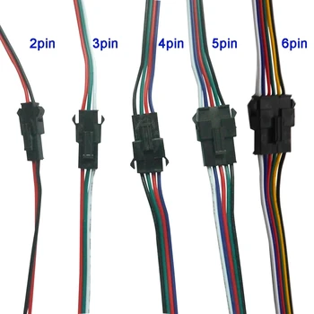 LED-Kontakt 2pin 3pin 4pin 5pin 6pin Mannlige/Kvinnelige JST SM 2 3 4 5 6Pin Plug Connector-Wire Kabel for Led-Stripe Lys Lampe Driveren
