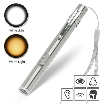 Bærbar Profesjonell Medisinsk LED-Lommelykt USB Oppladbar energisparende Mini Lommelykt Pen Lys for Tannlege Camping Fotturer