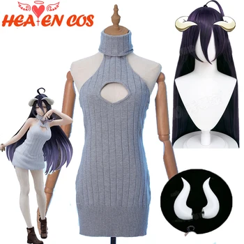 HeavenCos Overlord Albedo Cosplay Kostyme Parykker for Kvinner Genser for Halloween Party
