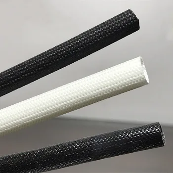 1/2/5M Sort/Hvitt 600℃ Høy Temperatur Flettet Myk Fiber Rør Isolasjon Kabel Sleeving Glassfiber Rør Dia 1-50mm