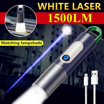 1500LM Lang Avstand 600M Hvit Laser LED Lommelykt Kraftig Lommelykt USB-C Oppladbare Zoom Portable-Spotlights for Camp Fottur