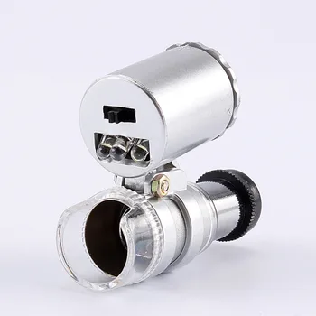 60 x Mini Pocket LED UV Gullsmeder Forstørrelsesglass Mikroskop Glass Smykker Forstørrer Forstørrelsesglass Håndholdt Glass LED UV-Lys, Forstørrelsesglass